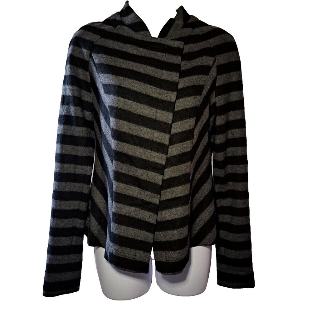 RIANI GERMANY crop JACKET BLAZER Size 6 soft WOOL BLACK & GRAY STUNNING GEM